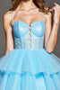Load image into Gallery viewer, Sky Blue Tulle Short Corset Prom Dress with Lace