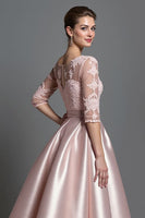 Load image into Gallery viewer, Apricot Satin A Line Maxi Mother of the Bride Dress with Lace
