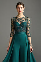 Load image into Gallery viewer, Navy Chiffon Mother of the Bride Pantsuits with Lace