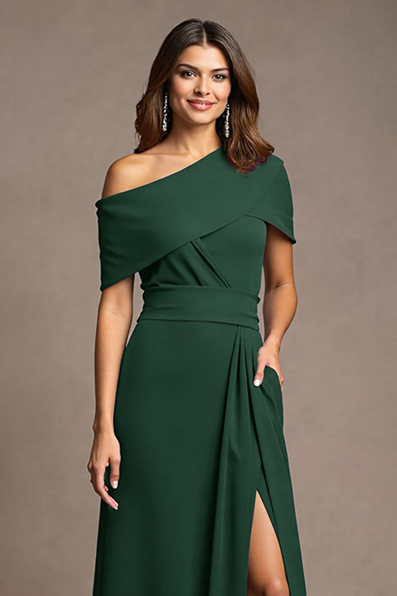 Load image into Gallery viewer, Burgundy Sheath Satin Maxi Mother of the Bride Dress with Slit
