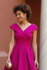 Load image into Gallery viewer, Dusty Rose Satin V-Neck A Line Midi Mother of the Bride Dress