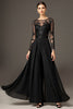 Load image into Gallery viewer, Black Chiffon A Line Maxi Mother of the Bride Dress with Lace