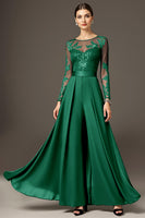 Load image into Gallery viewer, Black Chiffon A Line Maxi Mother of the Bride Dress with Lace