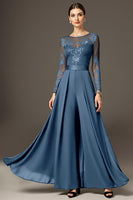 Load image into Gallery viewer, Black Chiffon A Line Maxi Mother of the Bride Dress with Lace