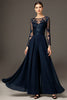 Load image into Gallery viewer, Black Chiffon A Line Maxi Mother of the Bride Dress with Lace
