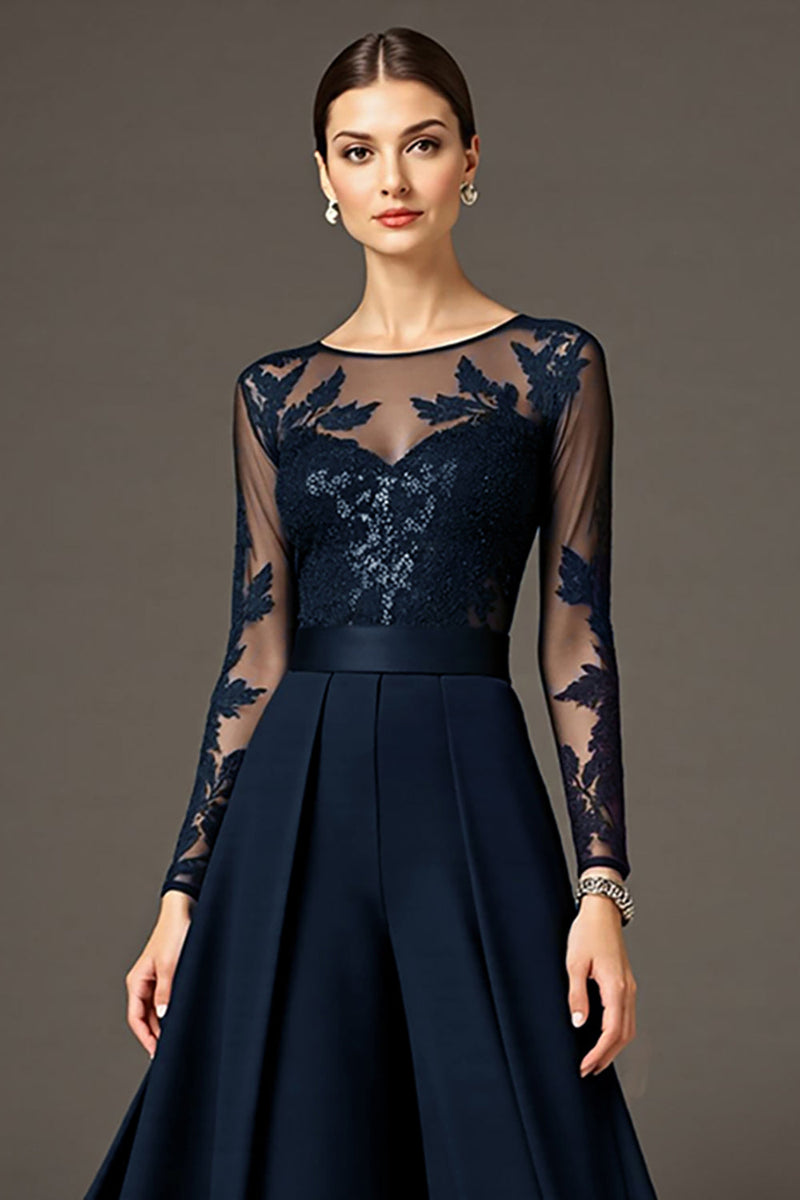 Load image into Gallery viewer, Black Chiffon A Line Maxi Mother of the Bride Dress with Lace