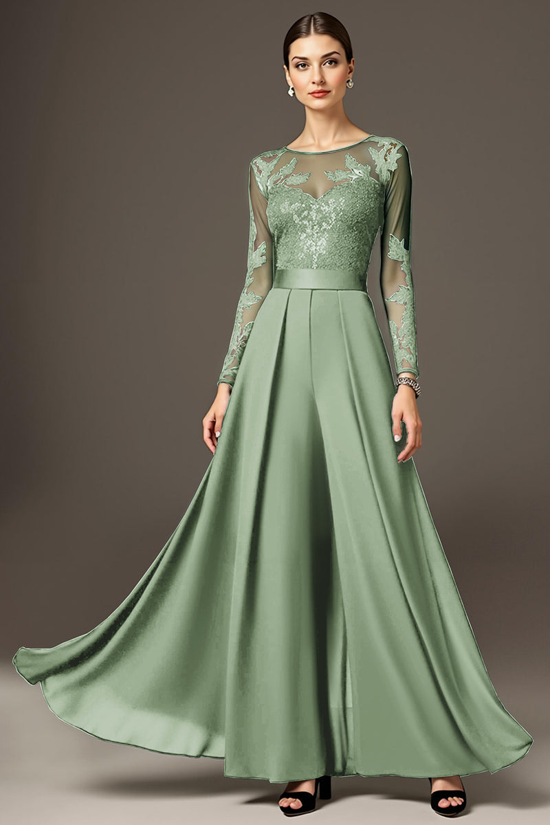 Load image into Gallery viewer, Black Chiffon A Line Maxi Mother of the Bride Dress with Lace