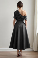 Load image into Gallery viewer, Black A Line Maxi Satin Mother of the Bride Dress with Pockets