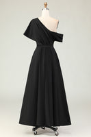 Load image into Gallery viewer, Black A Line Maxi Satin Mother of the Bride Dress with Pockets
