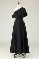 Load image into Gallery viewer, Black A Line Maxi Satin Mother of the Bride Dress with Pockets