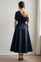 Load image into Gallery viewer, Black A Line Maxi Satin Mother of the Bride Dress with Pockets