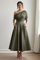 Load image into Gallery viewer, Black A Line Maxi Satin Mother of the Bride Dress with Pockets