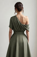Load image into Gallery viewer, Black A Line Maxi Satin Mother of the Bride Dress with Pockets