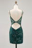 Load image into Gallery viewer, Sparkly Dark Green Tight Short Corset Prom Dress with Sequins