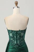 Load image into Gallery viewer, Sparkly Dark Green Sweetheart Corset Short Prom Dress