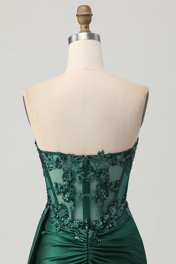Sparkly Dark Green Sweetheart Corset Short Prom Dress