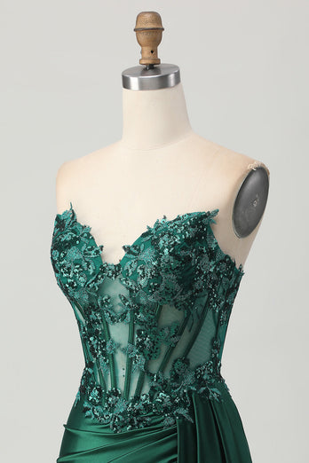 Sparkly Dark Green Sweetheart Corset Short Prom Dress