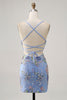 Load image into Gallery viewer, Sparkly Pink Beaded Floral Short Tight Prom Dress with Sequins
