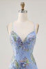 Load image into Gallery viewer, Sparkly Lilac Tight Beaded Floral Short Prom Dress with Sequins
