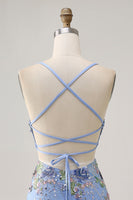 Load image into Gallery viewer, Sparkly Lilac Tight Beaded Floral Short Prom Dress with Sequins