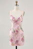 Load image into Gallery viewer, Sparkly Lilac Tight Beaded Floral Short Prom Dress with Sequins