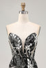Load image into Gallery viewer, Sparkly Black Strapless Tight Short Mirror Prom Dress
