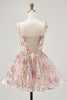 Load image into Gallery viewer, Sparkly Pink Corset Floral Beaded Short Prom Dress with Sequins