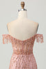 Load image into Gallery viewer, Sparkly Dusty Rose Tight Corset Short Prom Dress with Beading
