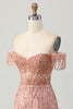 Load image into Gallery viewer, Sparkly Dusty Rose Tight Corset Short Prom Dress with Beading