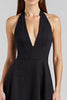 Load image into Gallery viewer, Satin Halter Backless Asymmetrical Long Black Tie Dress