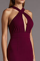 Load image into Gallery viewer, Black Halter Satin Bodycon Keyhole Midi Cocktail Dress