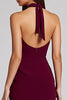 Load image into Gallery viewer, Black Bodycon Satin Halter Backless Midi Cocktail Dress