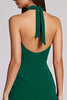 Load image into Gallery viewer, Black Bodycon Satin Halter Backless Midi Cocktail Dress