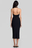 Load image into Gallery viewer, Black Halter Bodycon Keyhole Satin Midi Cocktail Dress