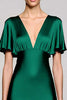 Load image into Gallery viewer, Satin Black A Line V-Neck Midi Cocktail Dress with Ruffles