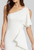 Load image into Gallery viewer, One Shoulder Dusty Blue Satin Midi Cocktail Dress with Ruffles