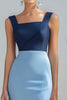 Load image into Gallery viewer, Satin Blue Patchwork Long Formal Dress with Slit