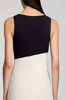 Load image into Gallery viewer, Satin Black and White Midi Cocktail Dress with Ruffles