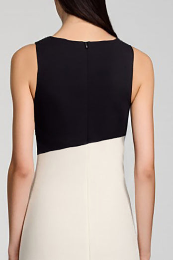 Satin Black and White Midi Cocktail Dress with Ruffles
