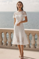 Load image into Gallery viewer, Ivory Lace A Line Maxi Rehearsal Dinner Dress with Sleeves