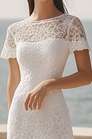 Load image into Gallery viewer, Ivory Lace A Line Maxi Rehearsal Dinner Dress with Sleeves