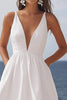 Load image into Gallery viewer, Ivory Deep V-Neck Satin Maxi Rehearsal Dinner Dress with Ruffles