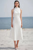 Load image into Gallery viewer, Dusty Rose High Neck Ruched Maxi Rehearsal Dinner Dress