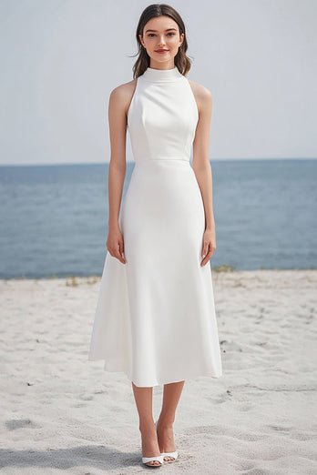 Dusty Rose High Neck Ruched Maxi Rehearsal Dinner Dress