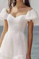 Load image into Gallery viewer, Ivory Ruffled Beach Maxi Engagement Dress with Lace