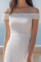 Load image into Gallery viewer, Ivory Lace Sheath Beach Maxi Rehearsal Dinner Dress