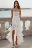 Load image into Gallery viewer, Ivory Organza Tiered High-Low Engagement Dress with Ruffles