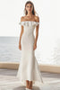 Load image into Gallery viewer, Ivory Mermaid Maxi Satin Wedding Reception Dress with Ruffles