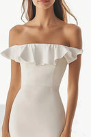 Load image into Gallery viewer, Ivory Mermaid Maxi Satin Wedding Reception Dress with Ruffles