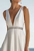 Load image into Gallery viewer, Sparkly Ivory V-Neck Maxi Satin Rehearsal Dinner Dress with Beading
